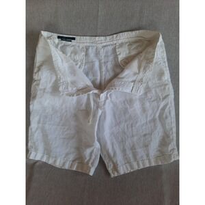 Perry Ellis Men's‎ 36 Drawstring Belted Zip Lightweight Chino Short White Linen